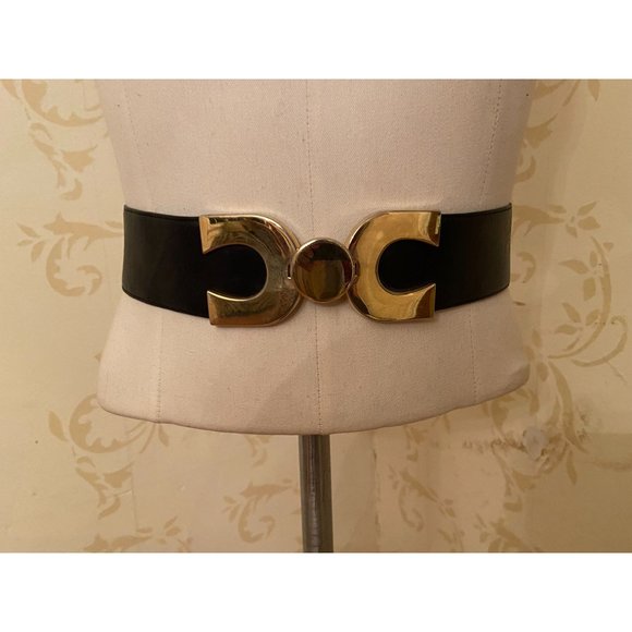 Spain Avignon Leather Black Belt Ladies Size 32 - Picture 1 of 4